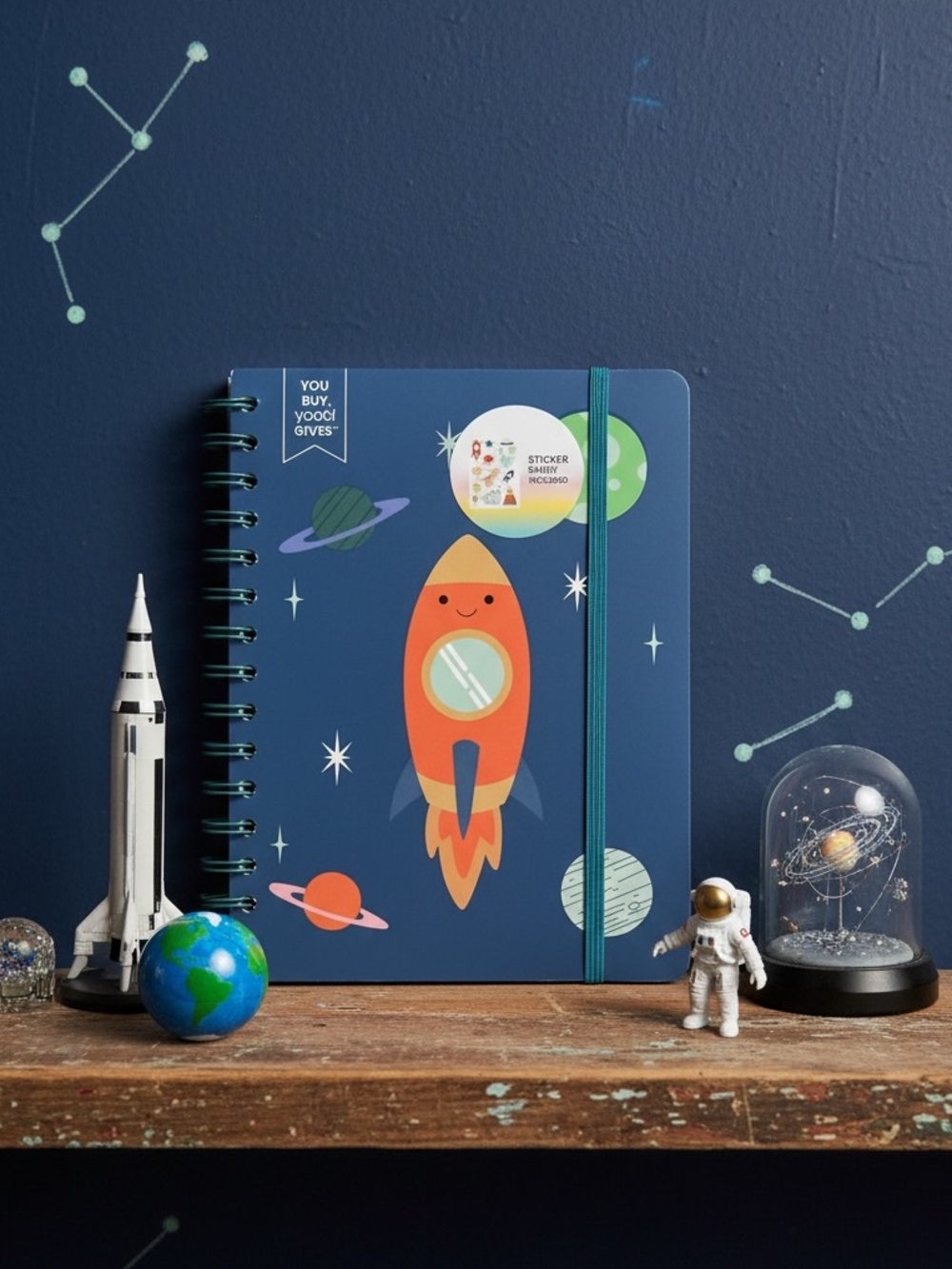 Yoobi Outer Space Spiral Journal/Notebook, Space Rocket Design 
NWT